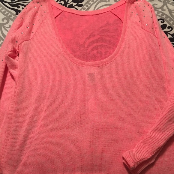 PINK off shoulder jeweled sweater - Picture 5 of 5